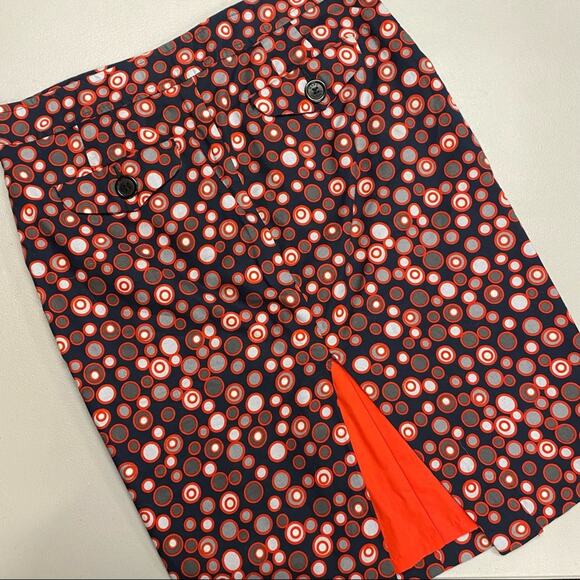 Marc Jacobs Pencil Skirt Black Red Gray Circle Pockets Back Slit Button Zip Sz 6 - Picture 5 of 6
